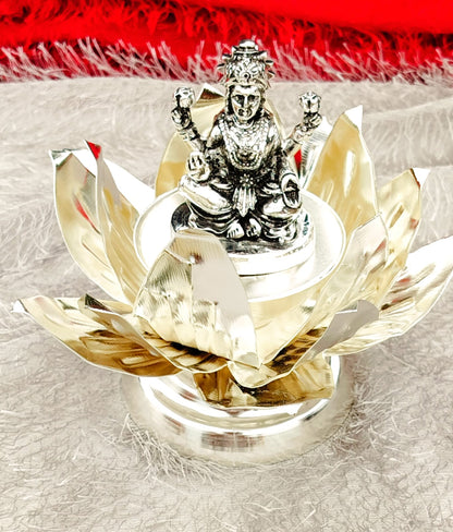 German silver lotus singhasan for goddess Lakshmi statue for diwali/housewarming/ temple