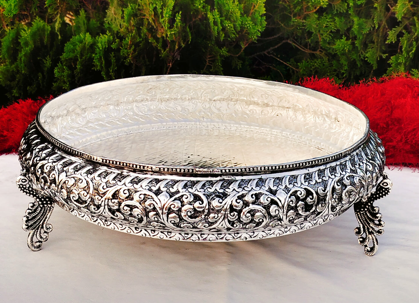 Antique German silver heavy gauge urli bowl for snacks/fruits/tea light holder/ diwali décor/ gift item