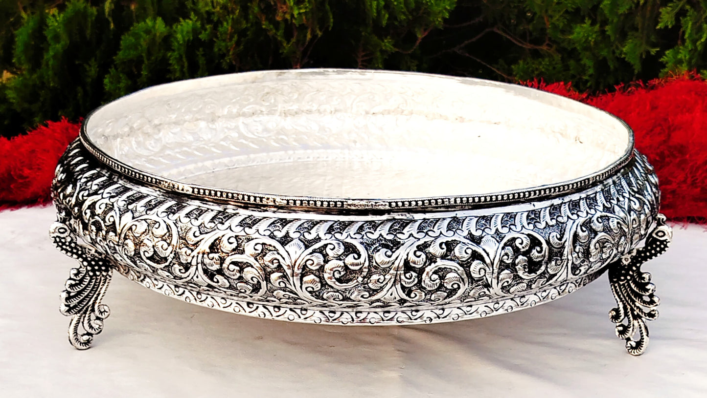 Antique German silver heavy gauge urli bowl for snacks/fruits/tea light holder/ diwali décor/ gift item