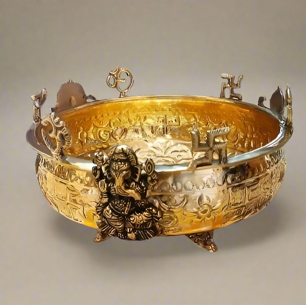 brass lakshmi ganesh Saraswathi om urli bowl for pooja/home décor/gift item