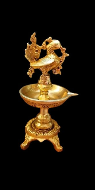 Brass Peacock Diya for Temple/ Home décor/ Gift Item