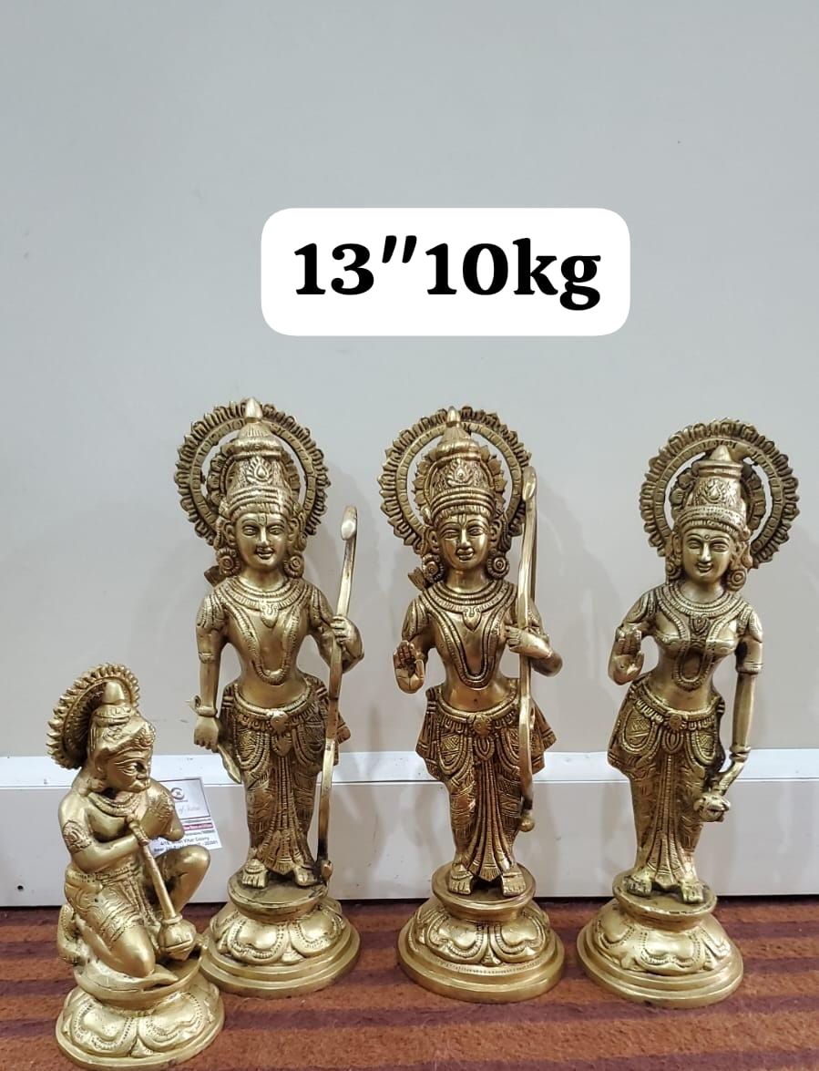 Brass ram darbar Statue/showpiece/Home décor/Temple Idol - ram, laxman, sita and Hanuman Big Size