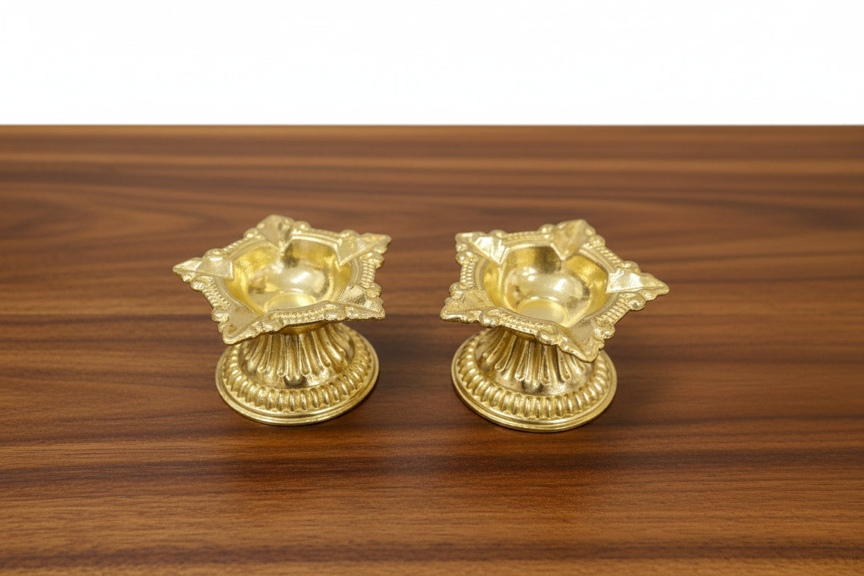 Brass Set of 10 Diyas – Traditional Lamps for Diwali & Housewarming Puja