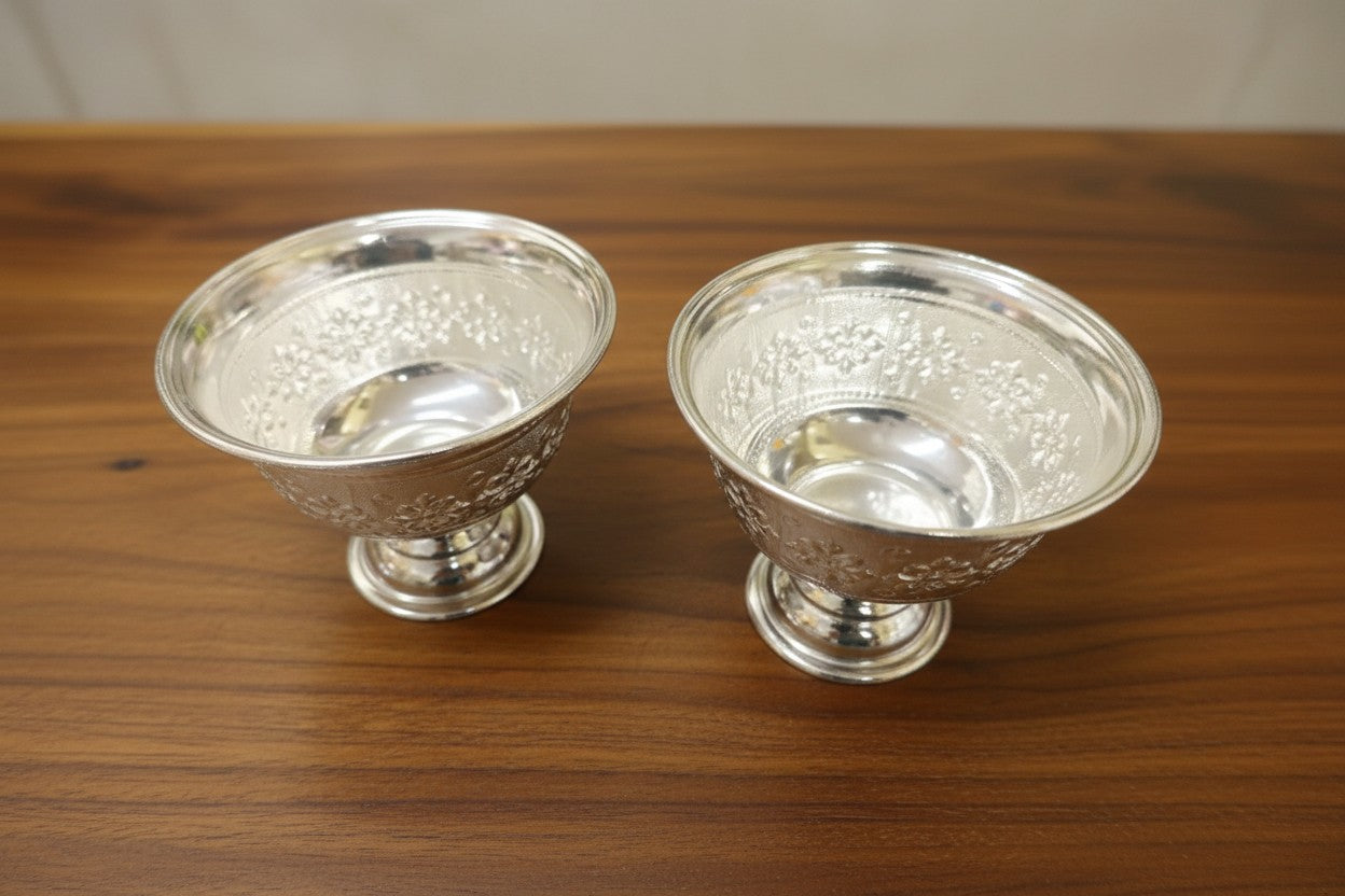 German Silver Set of 2 Bowls – Elegant Puja & Gifting Essentials