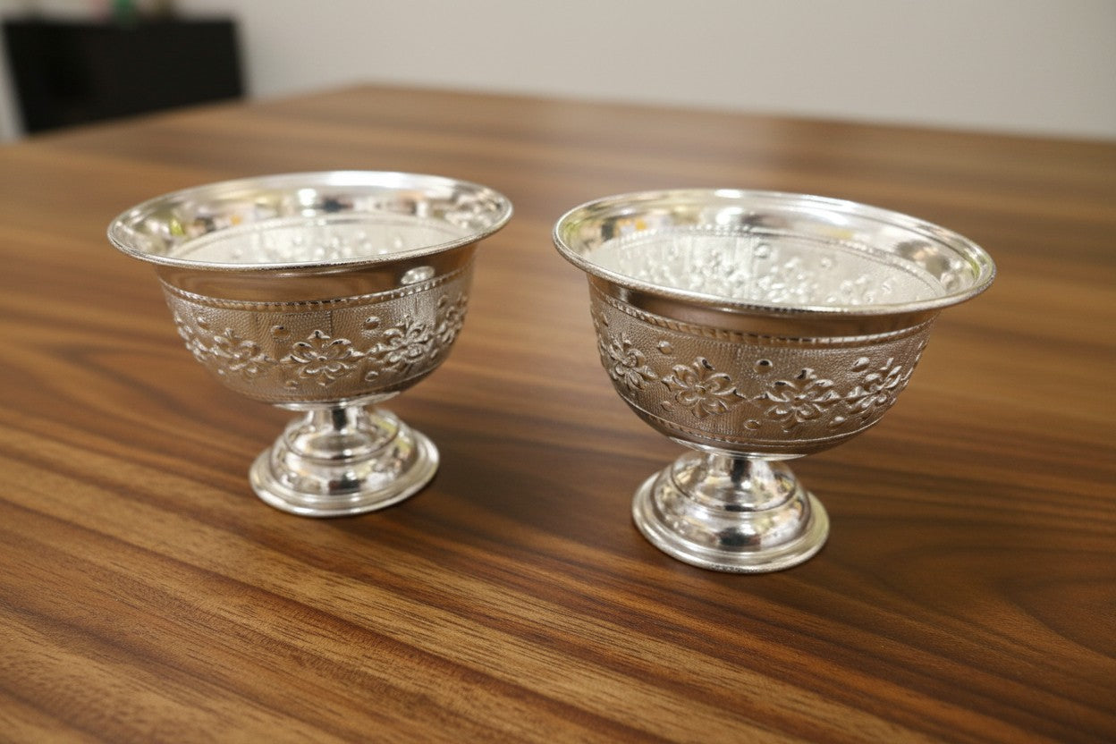 German Silver Set of 2 Bowls – Elegant Puja & Gifting Essentials