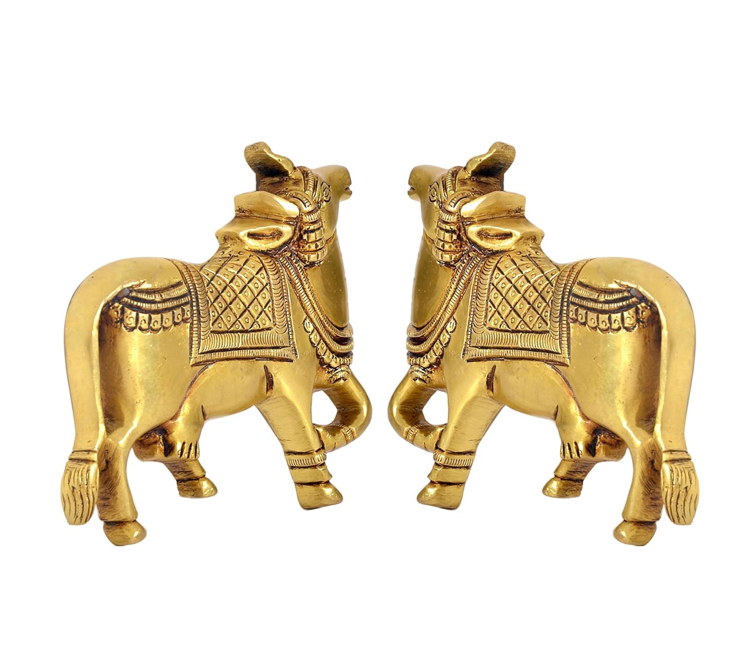 Set of 2 Kamdhenu Cow Wall Hangings – Sacred Brass Decor for Prosperity & Blessings