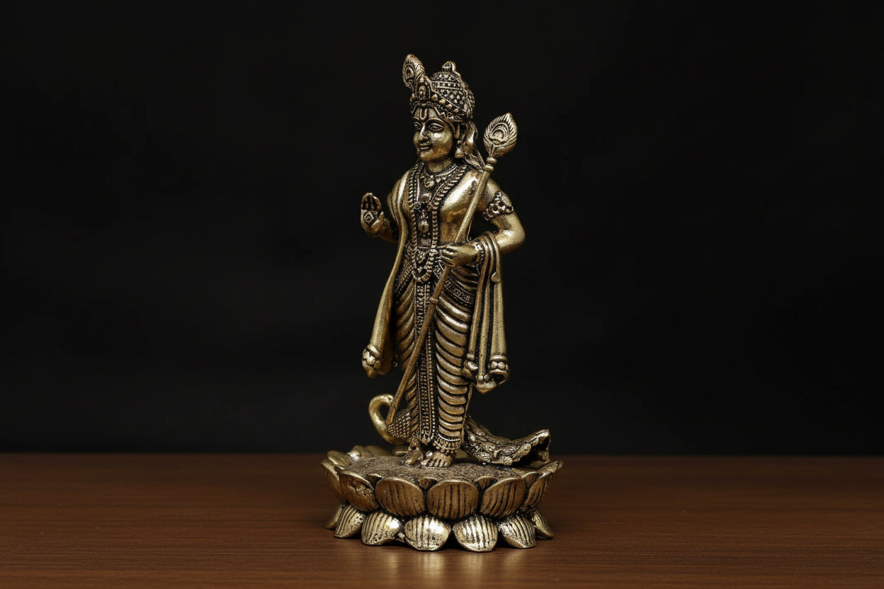 Handcrafted Brass Murugan Statue – South Indian God of Victory & Wisdom