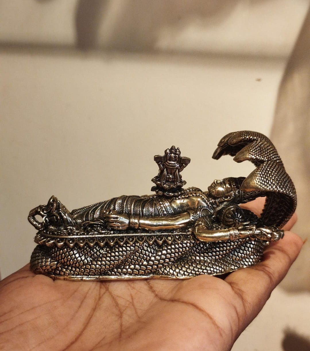 Handcrafted Brass Small Vishnu on Sheshnag – Divine Home Décor & Spiritual Gift