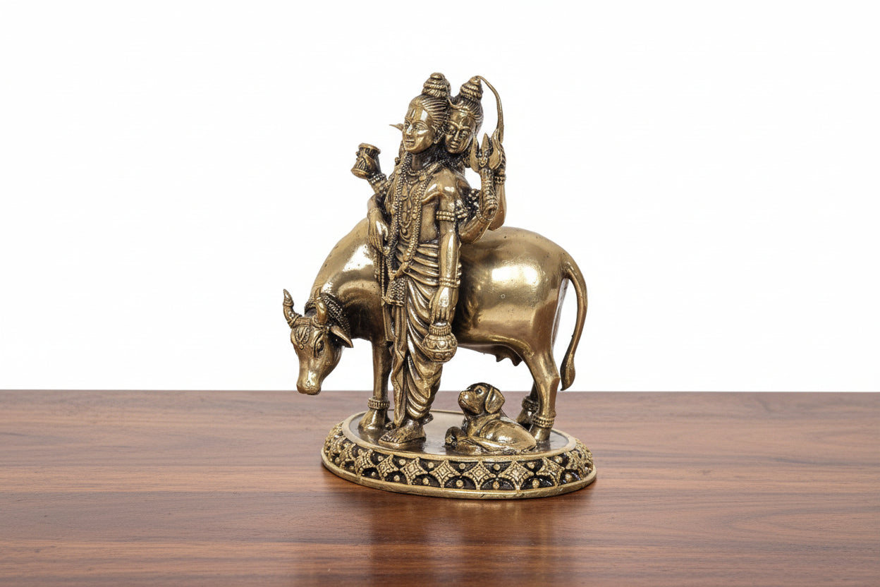 Bronze Dattatreya Idol 6" – Sacred Hindu Deity Statue for Pooja, Meditation & Home Décor,