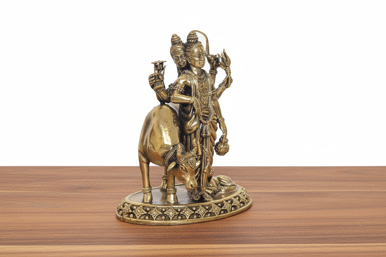 Bronze Dattatreya Idol 6" – Sacred Hindu Deity Statue for Pooja, Meditation & Home Décor,