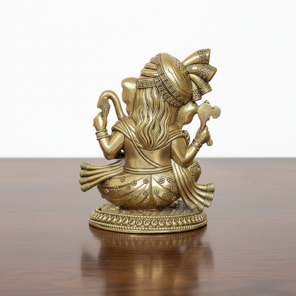 Brass Ganesh Pagri Idol – Auspicious Hindu Statue for Pooja & Home Décor, Symbol of Wisdom