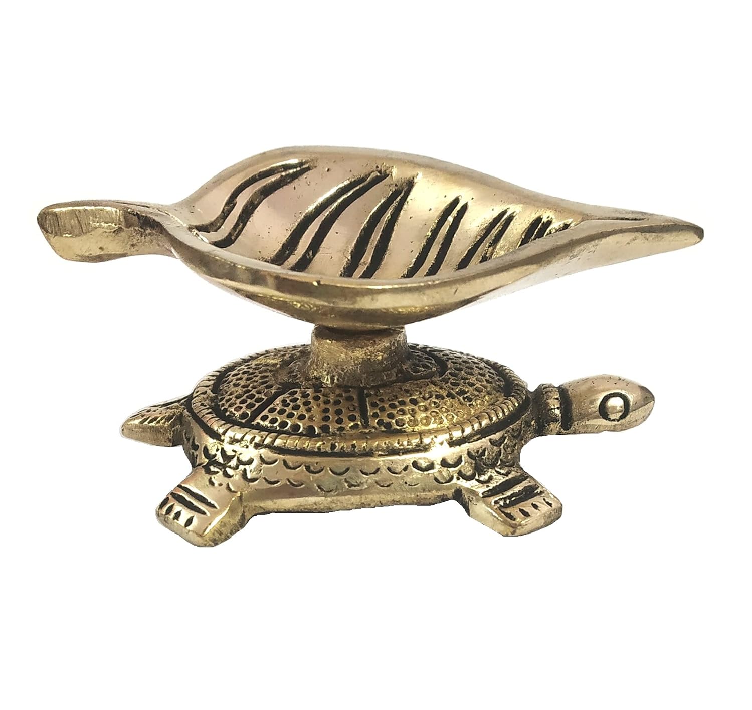 Brass Set of 4 Leaf Tortoise Diya Set for Home Decor/ Housewarming/ Festival/Gift Item
