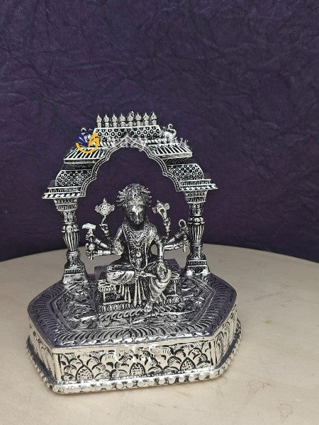 german silver antique finish small temple with Vaarahi ammavaru statue for navratri pooja