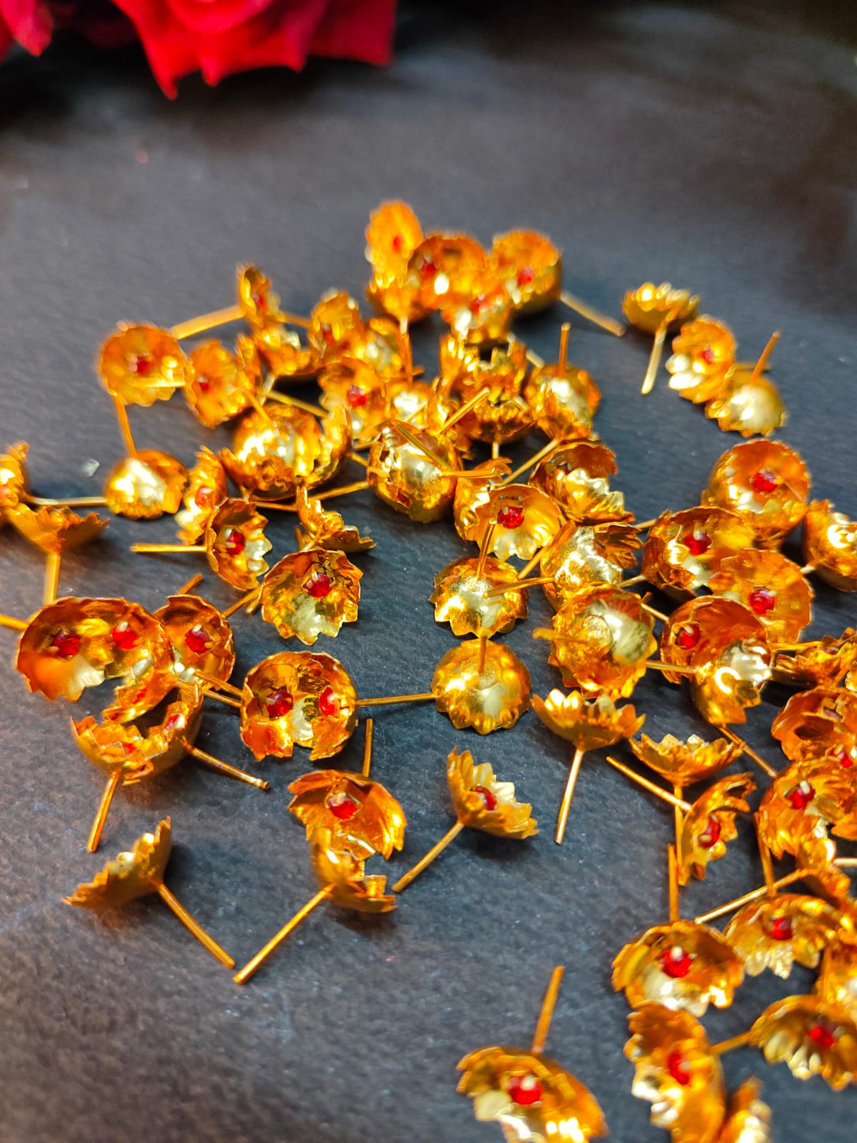 german silver 108 pieces golden flower set for varalakshmi pooja/ housewarming pooja