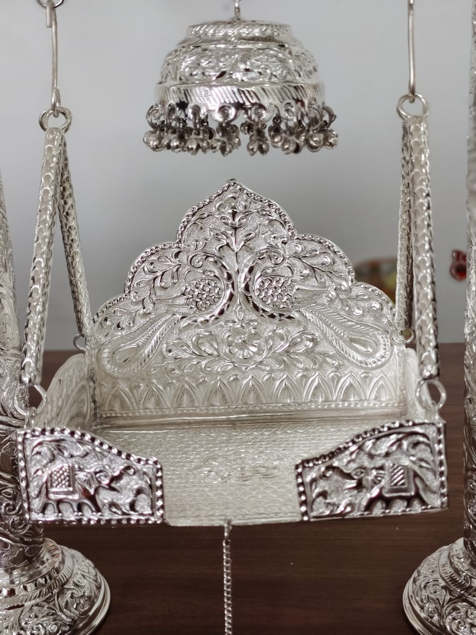 german silver jhula/swing for laddu gopal / ganesh idol for home temple
