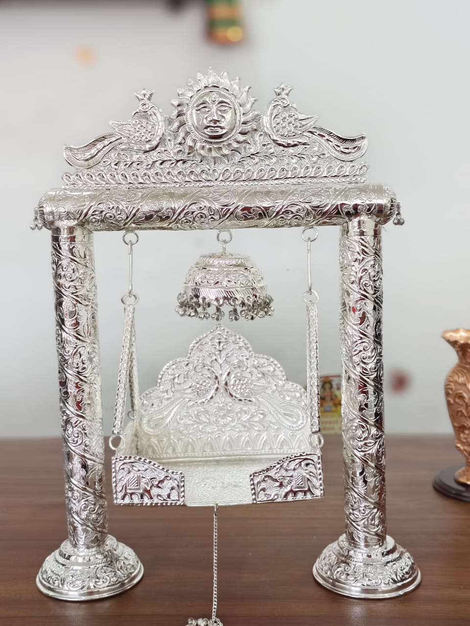 german silver jhula/swing for laddu gopal / ganesh idol for home temple