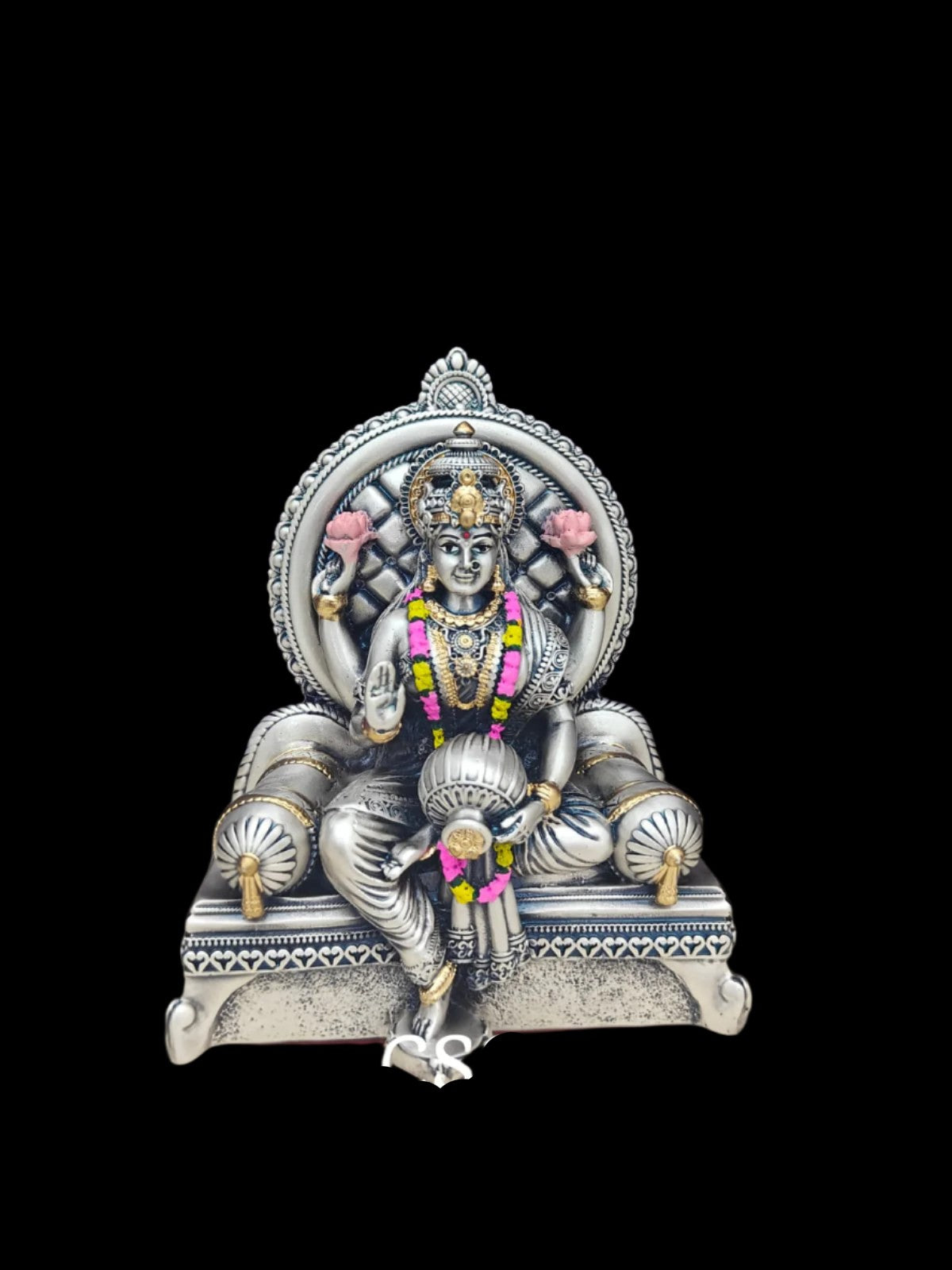 antique finish german silver lakshmi idol for home décor/ gift item