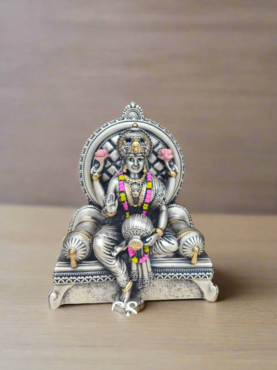 antique finish german silver lakshmi idol for home décor/ gift item