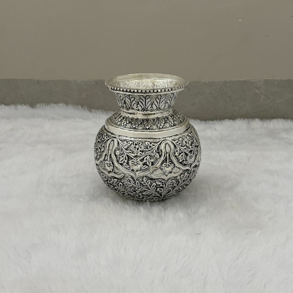 German Silver  nakashi Kalash – Antique Finish for Diwali & Housewarming Pooja