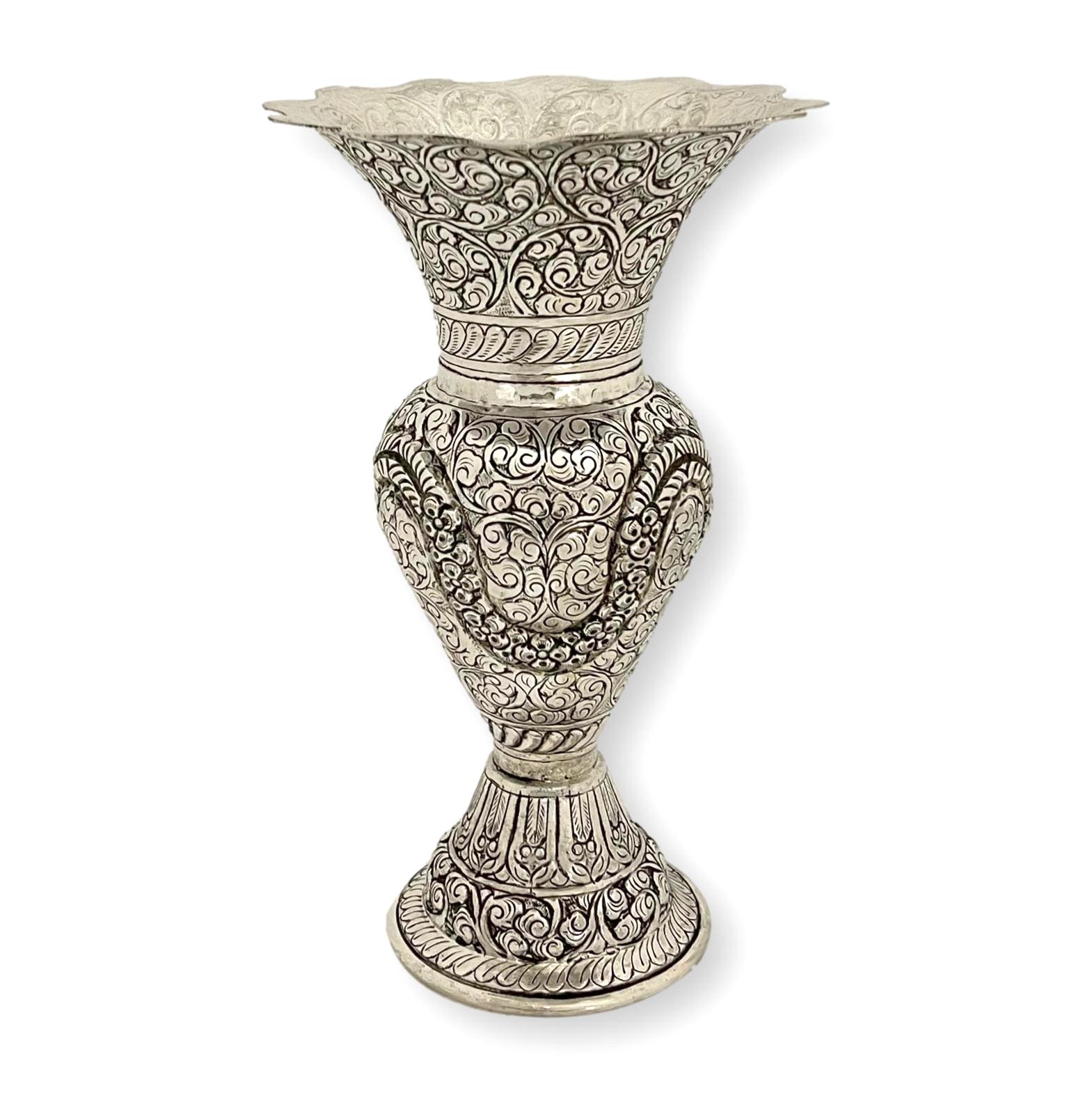 German Silver Flower Vase – Antique Finish for Gift & Home Décor