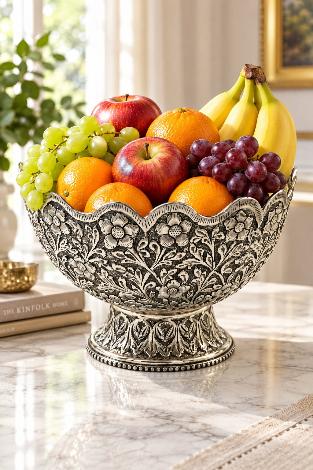 German Silver royal Fruit & Snacks Bowl with Stand – Elegant Diwali Home Décor & Gift Item