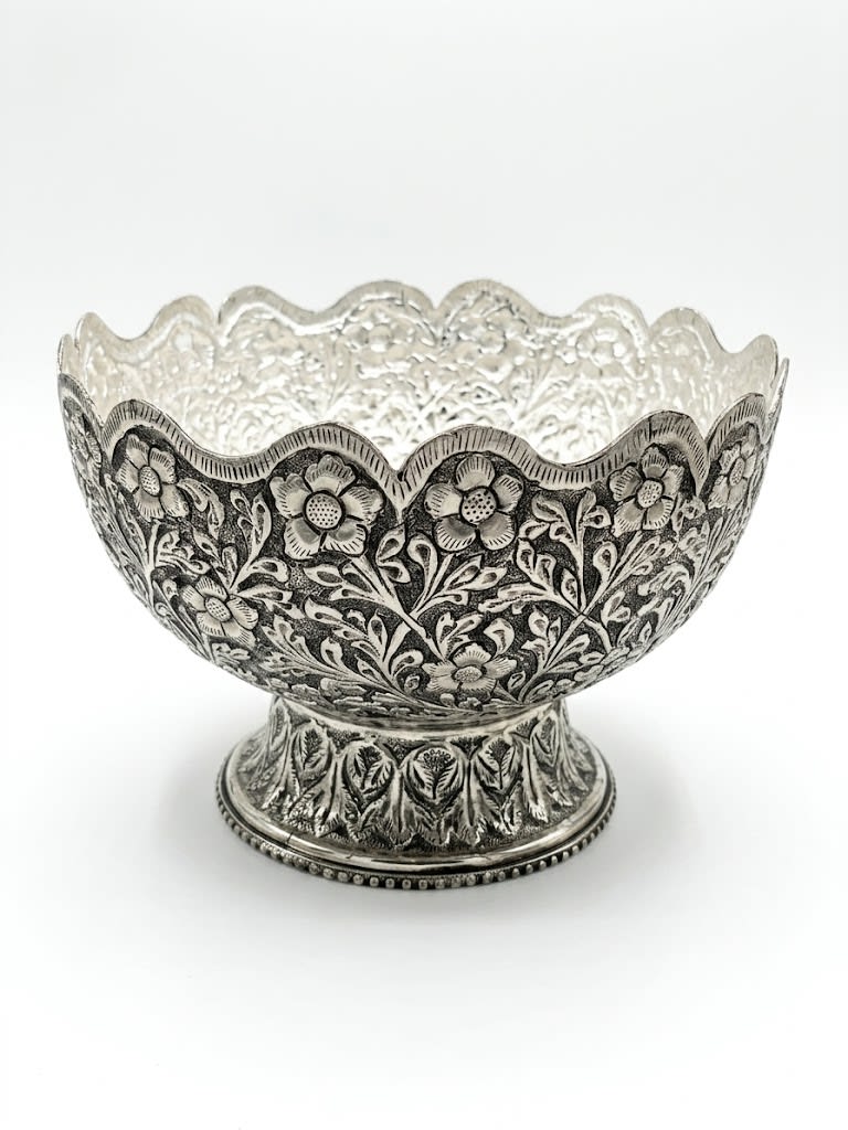German Silver royal Fruit & Snacks Bowl with Stand – Elegant Diwali Home Décor & Gift Item