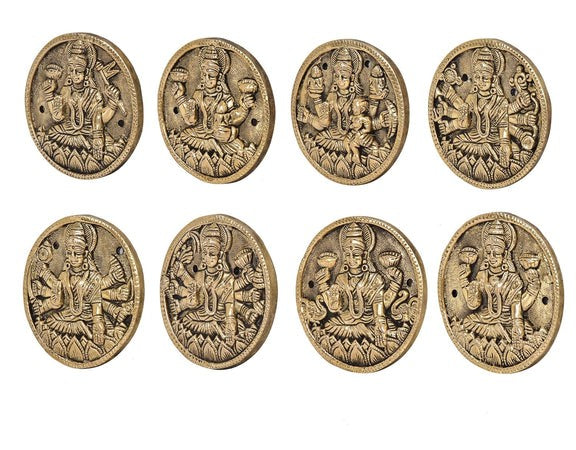 Brass Goddess Ashta Lakshmi Wall Hanging – Round Shape Décor for Home & Office Temple