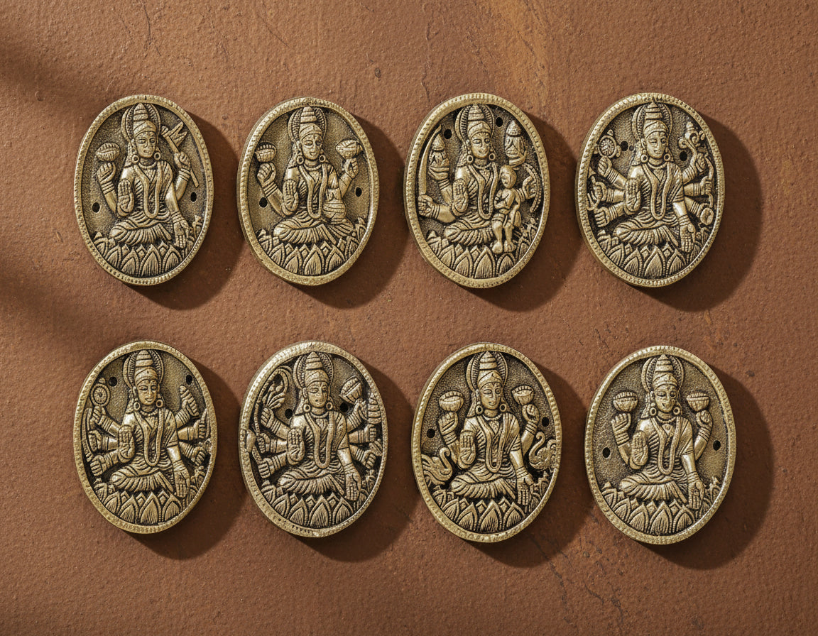 Brass Goddess Ashta Lakshmi Wall Hanging – Round Shape Décor for Home & Office Temple