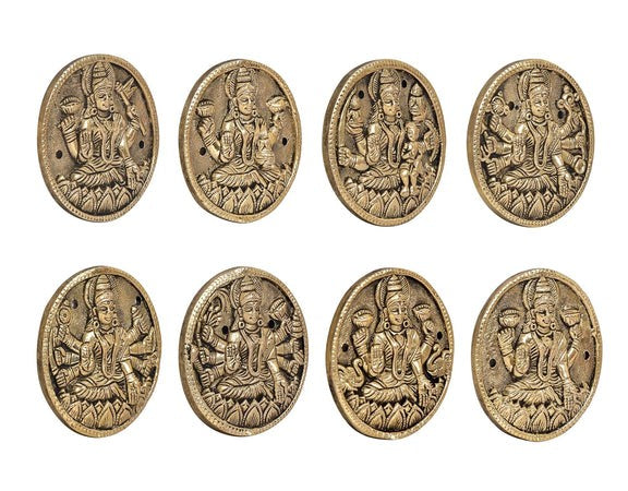 Brass Goddess Ashta Lakshmi Wall Hanging – Round Shape Décor for Home & Office Temple