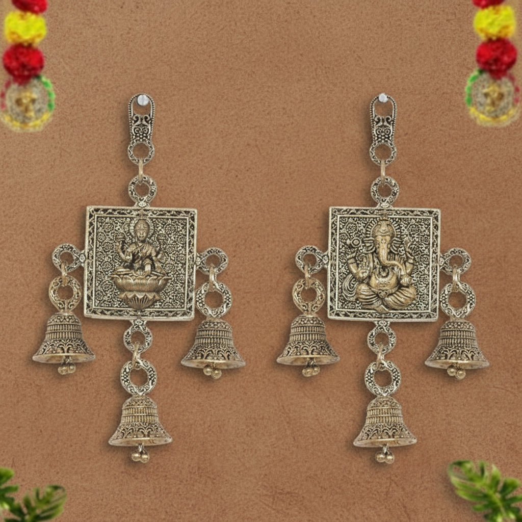 Brass Lakshmi Ganesh Wall Hanging – Divine Décor for Home & Office Temple
