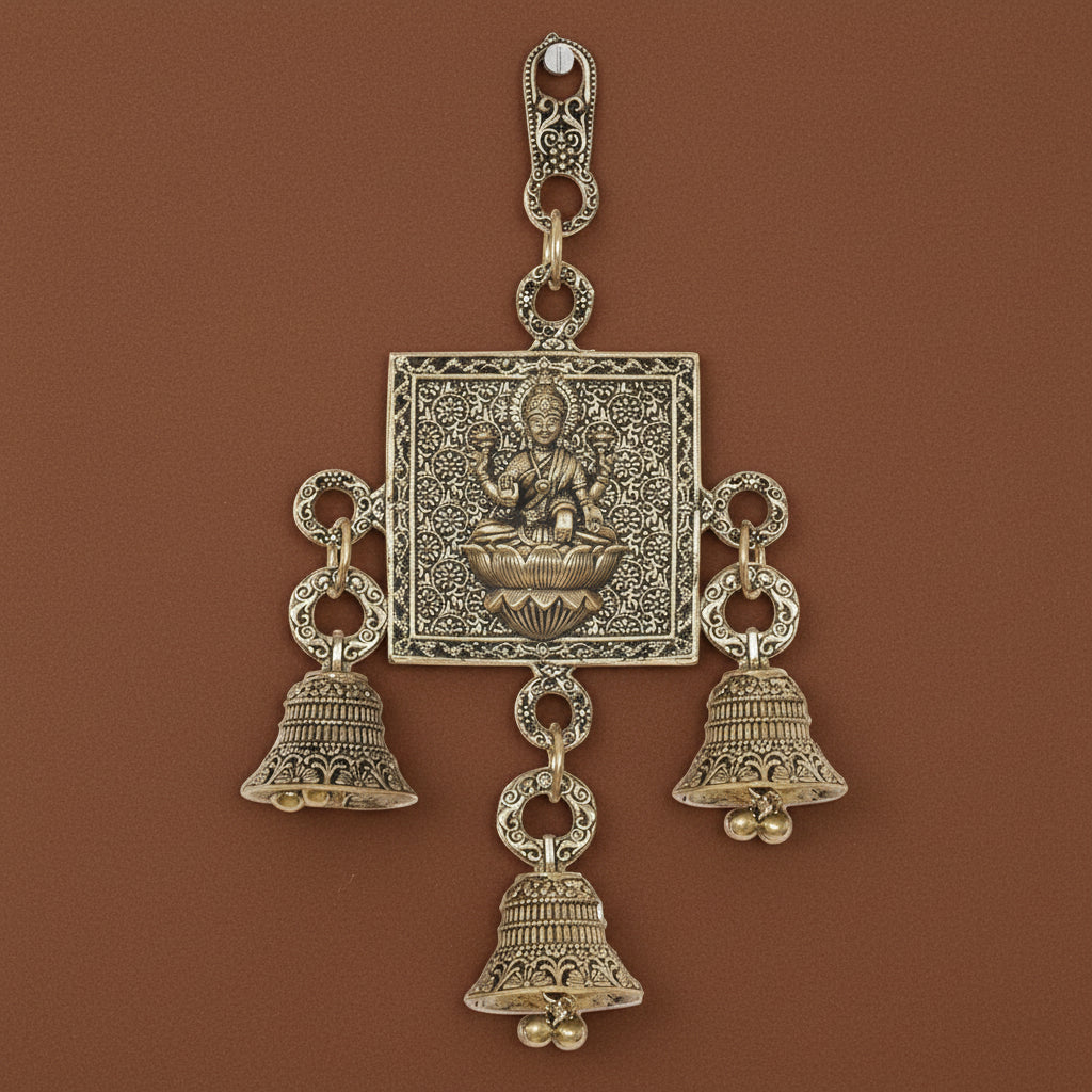 Brass Lakshmi Ganesh Wall Hanging – Divine Décor for Home & Office Temple