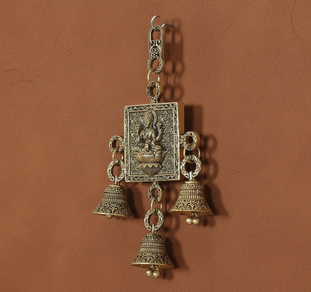 Brass Lakshmi Ganesh Wall Hanging – Divine Décor for Home & Office Temple