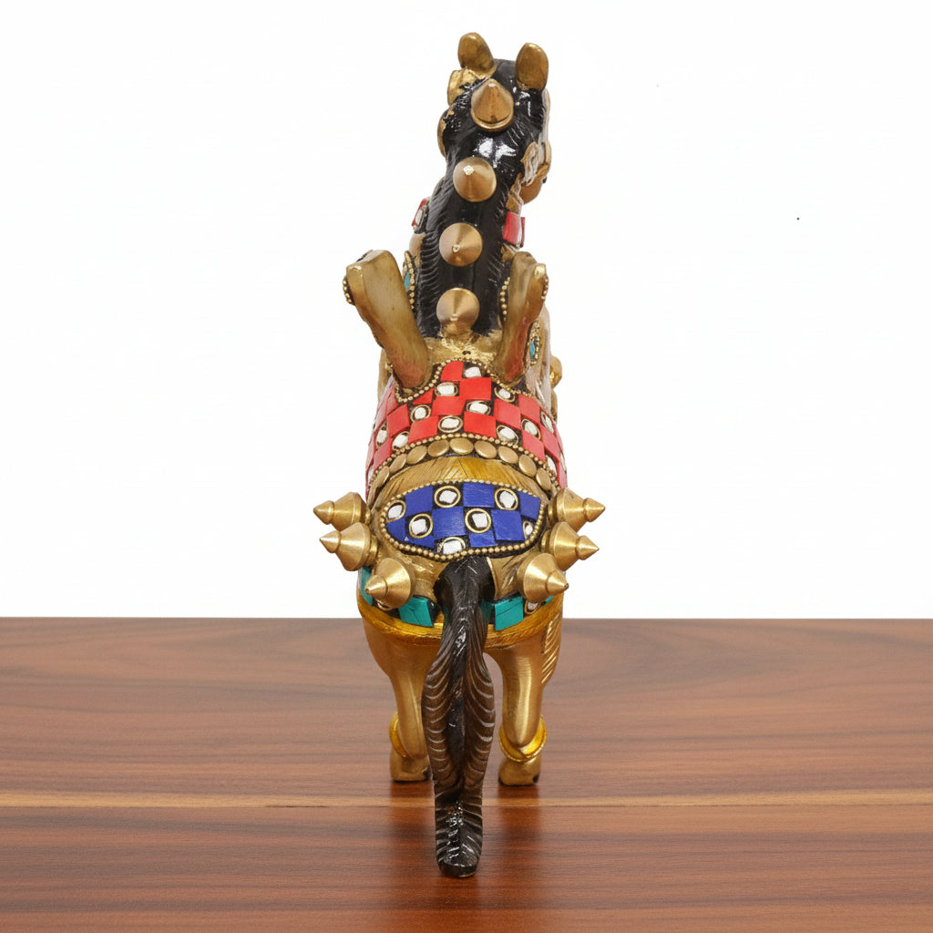 Brass Pegasus Flying Horse Statue with Stonework – 1 Piece Elegant Décor for Home & Office