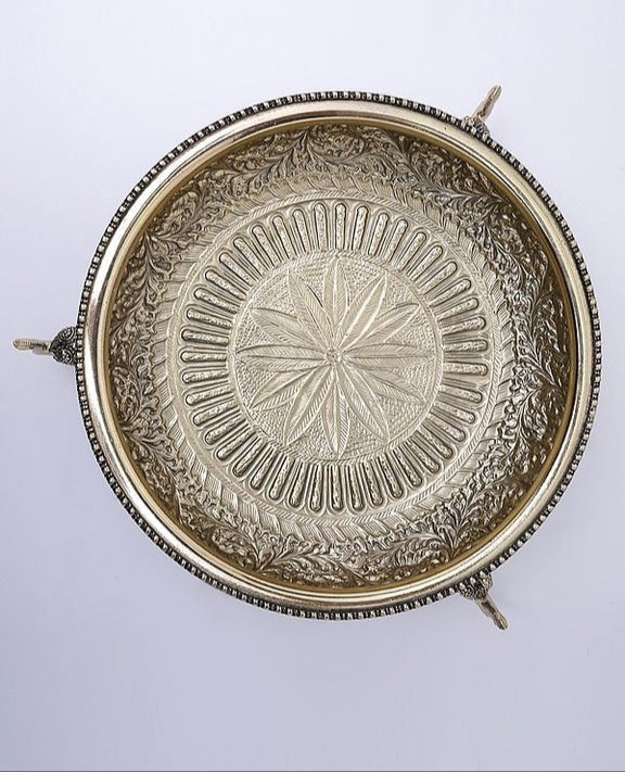 Brass Fully Carved Elephant Urli – 14" Decorative Bowl for Home Décor & Gift Item