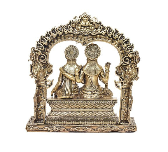 Brass Vishnu Lakshmi Statue – Divine Idol for Home & Office Temple Décor