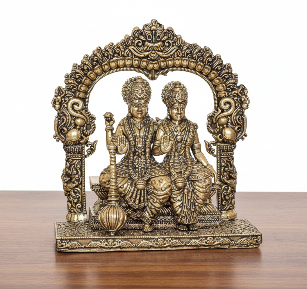 Brass Vishnu Lakshmi Statue – Divine Idol for Home & Office Temple Décor