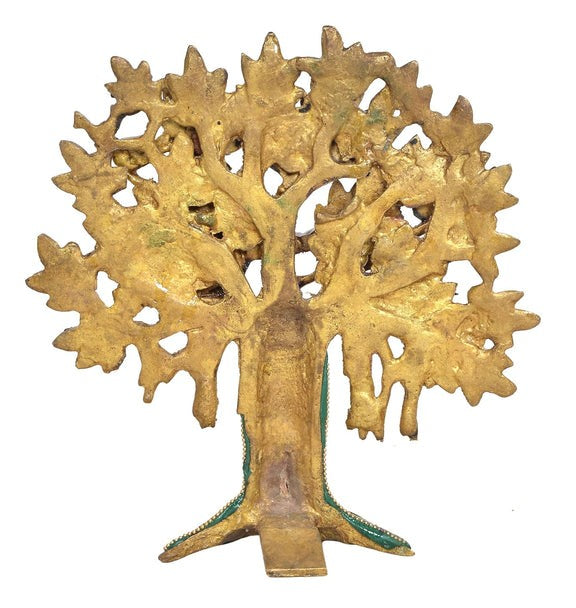 Brass Kalpavriksha Tree with Stonework – Auspicious Décor for Home & Office Temple