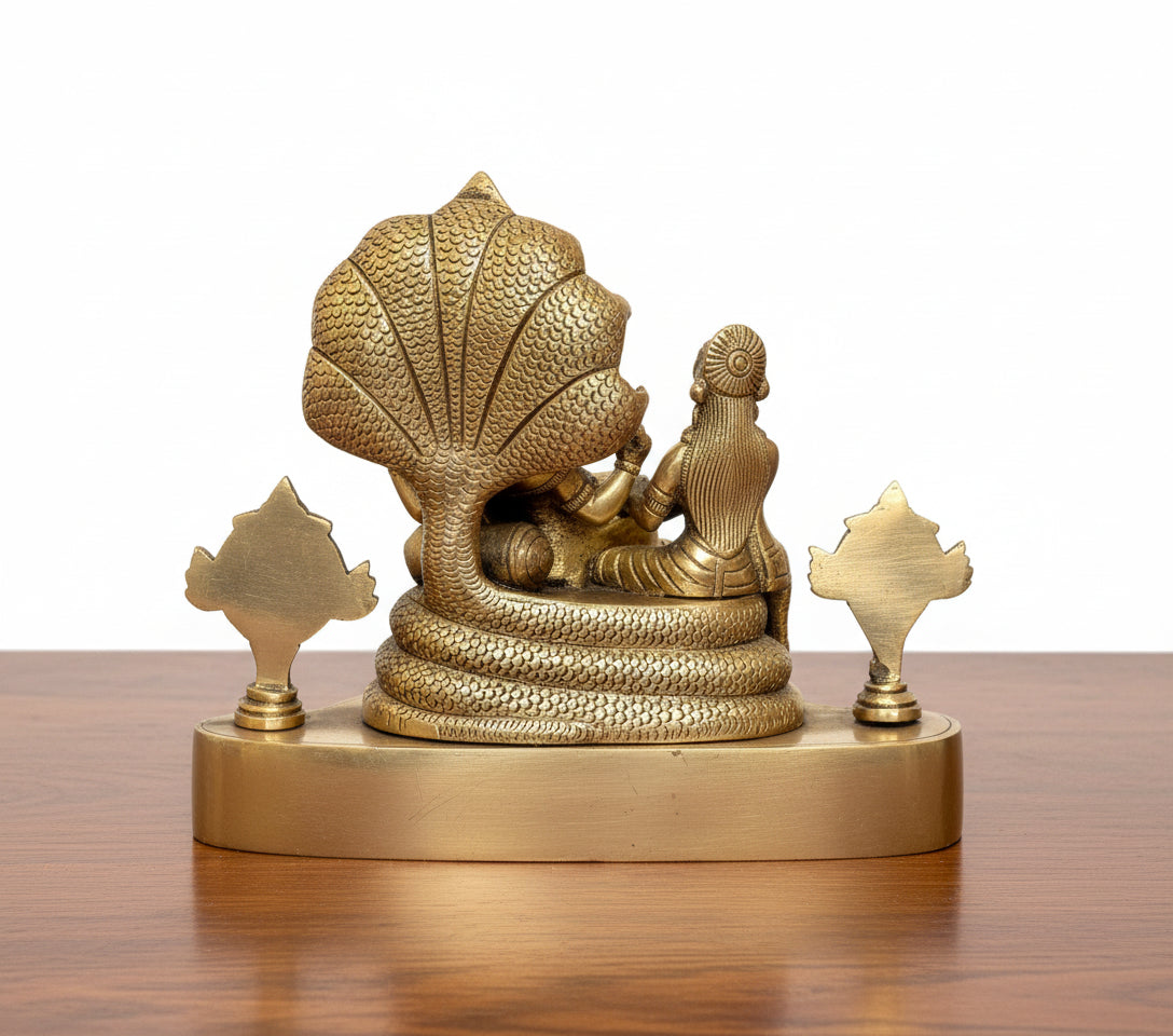 Brass Lakshmi Vishnu on Sheshnag – Divine Idol for Home & Office Temple Décor