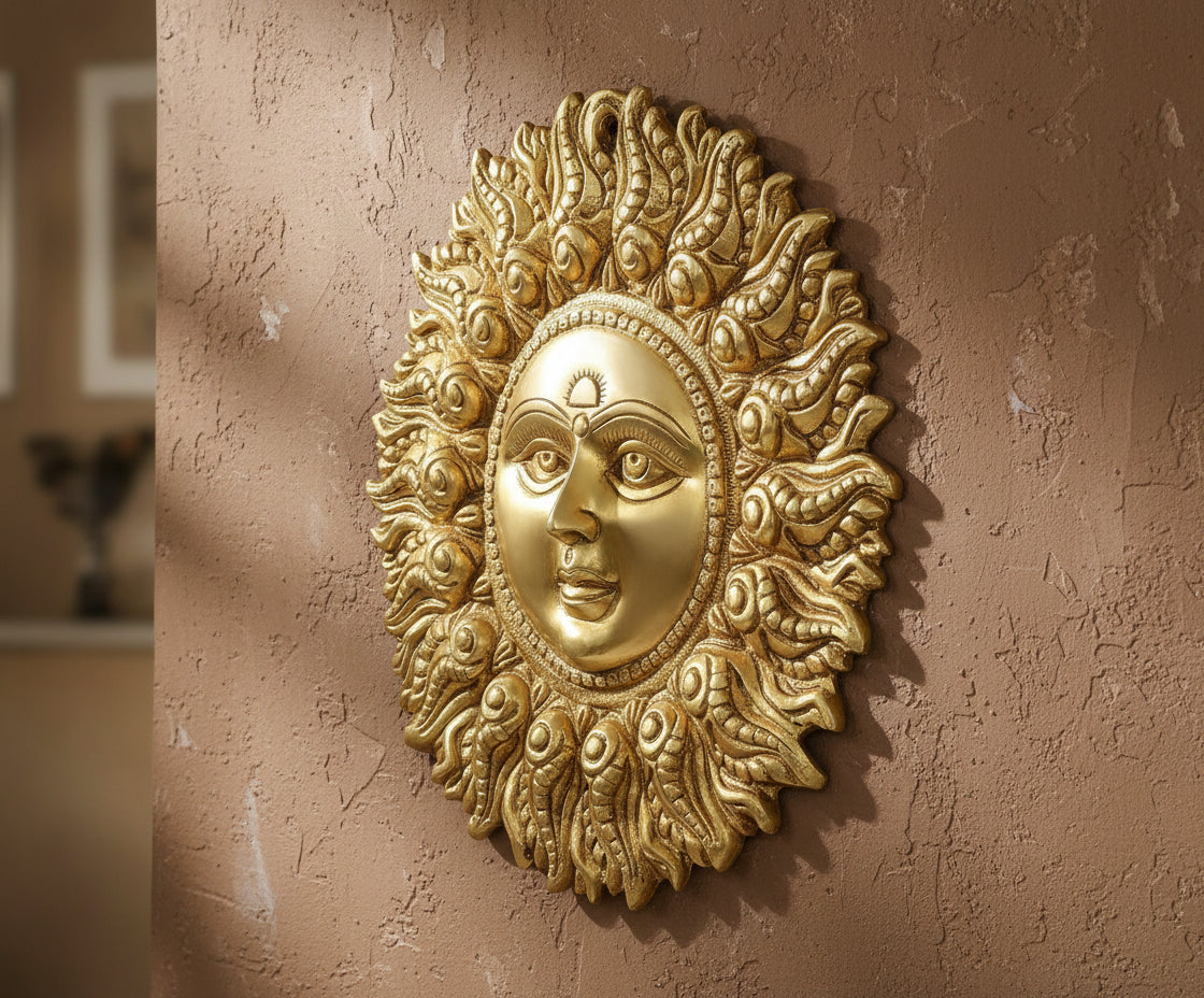 Brass Sun Wall Hanging – Surya God Idol for Home & Temple Décor