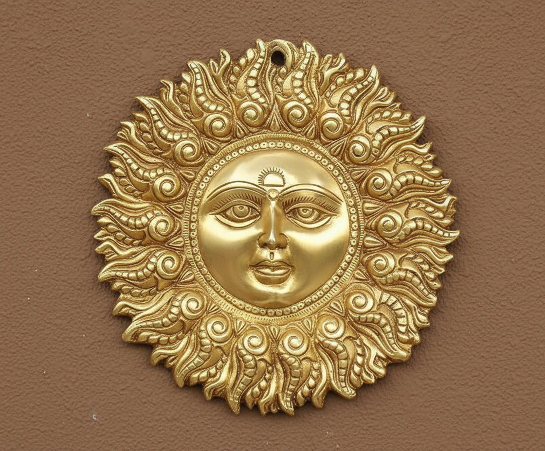 Brass Sun Wall Hanging – Surya God Idol for Home & Temple Décor