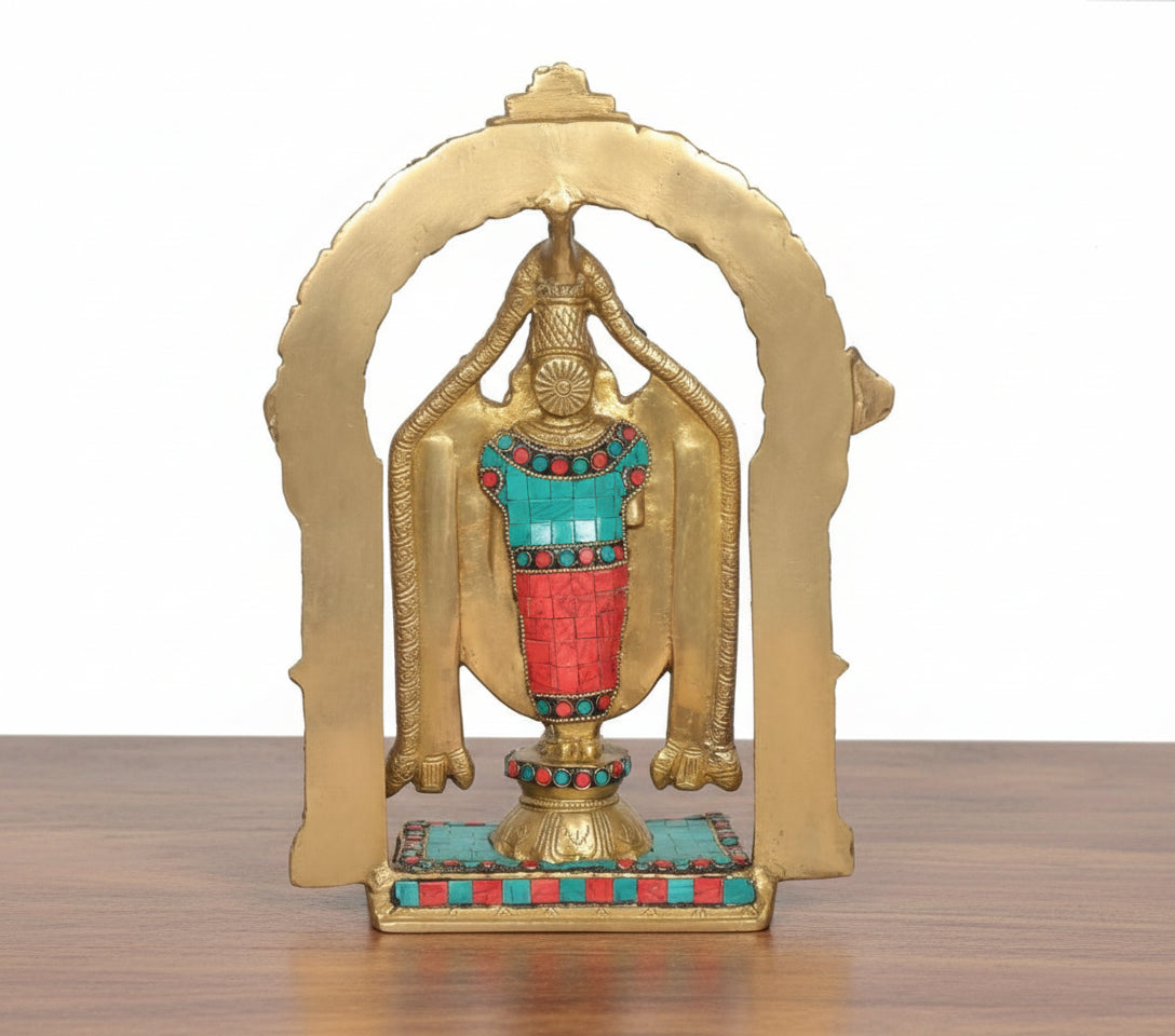 Brass Tirupati Balaji Idol with Stonework – Divine Décor for Home & Temple