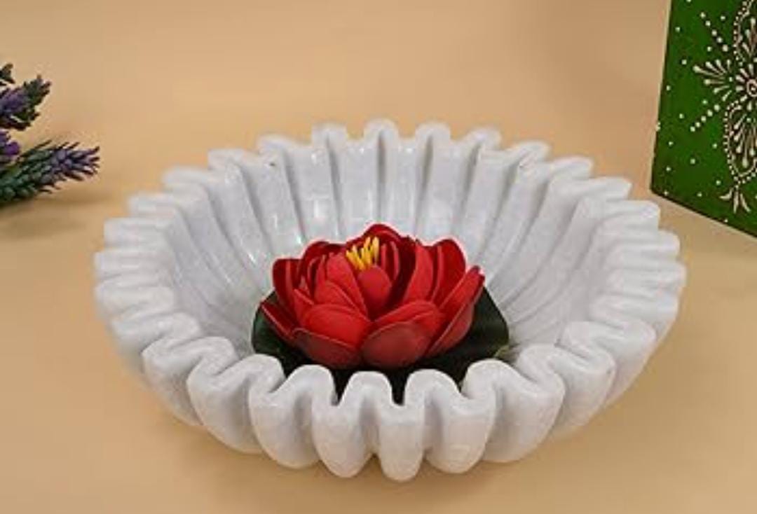 Marble flower spiral urli bowl tray