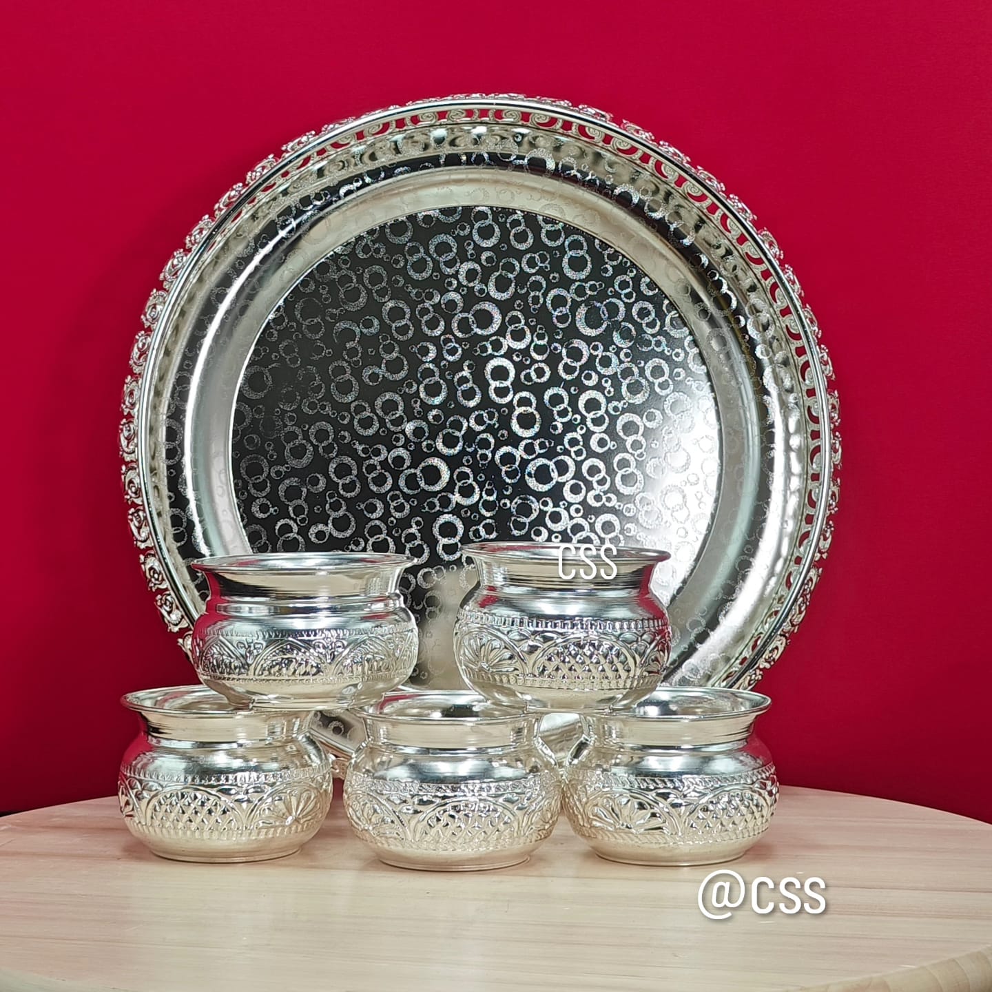 german silver tray with bowl set for snacks/housewarming pooja/diwali gift