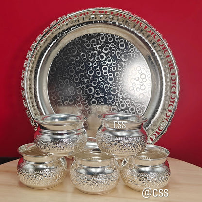 german silver tray with bowl set for snacks/housewarming pooja/diwali gift