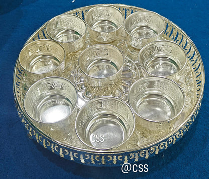 German silver tray with bowl set for Diwali pooja/housewarming / snacks/prasadam/ gift item