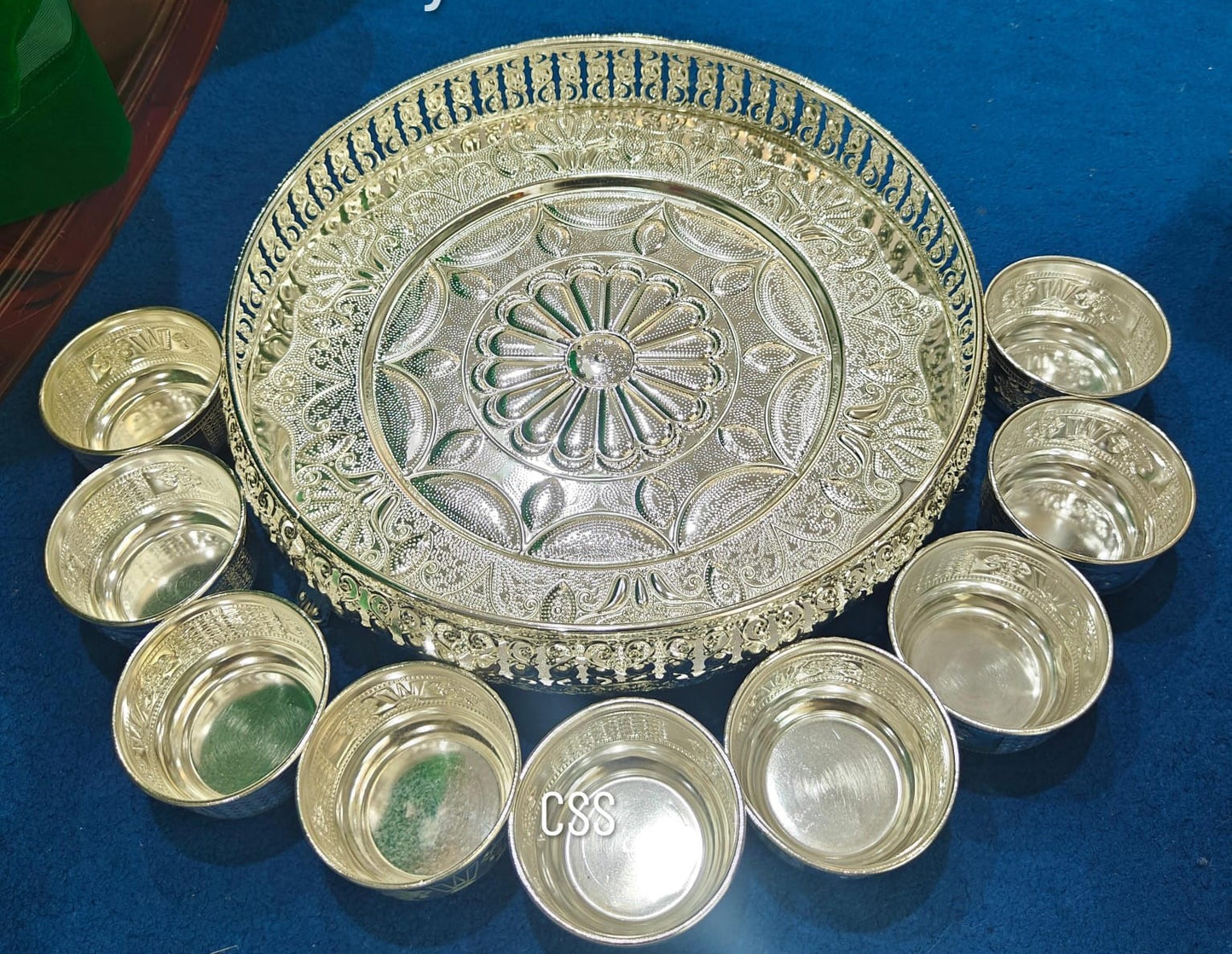 German silver tray with bowl set for Diwali pooja/housewarming / snacks/prasadam/ gift item