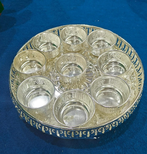 German silver tray with bowl set for Diwali pooja/housewarming / snacks/prasadam/ gift item