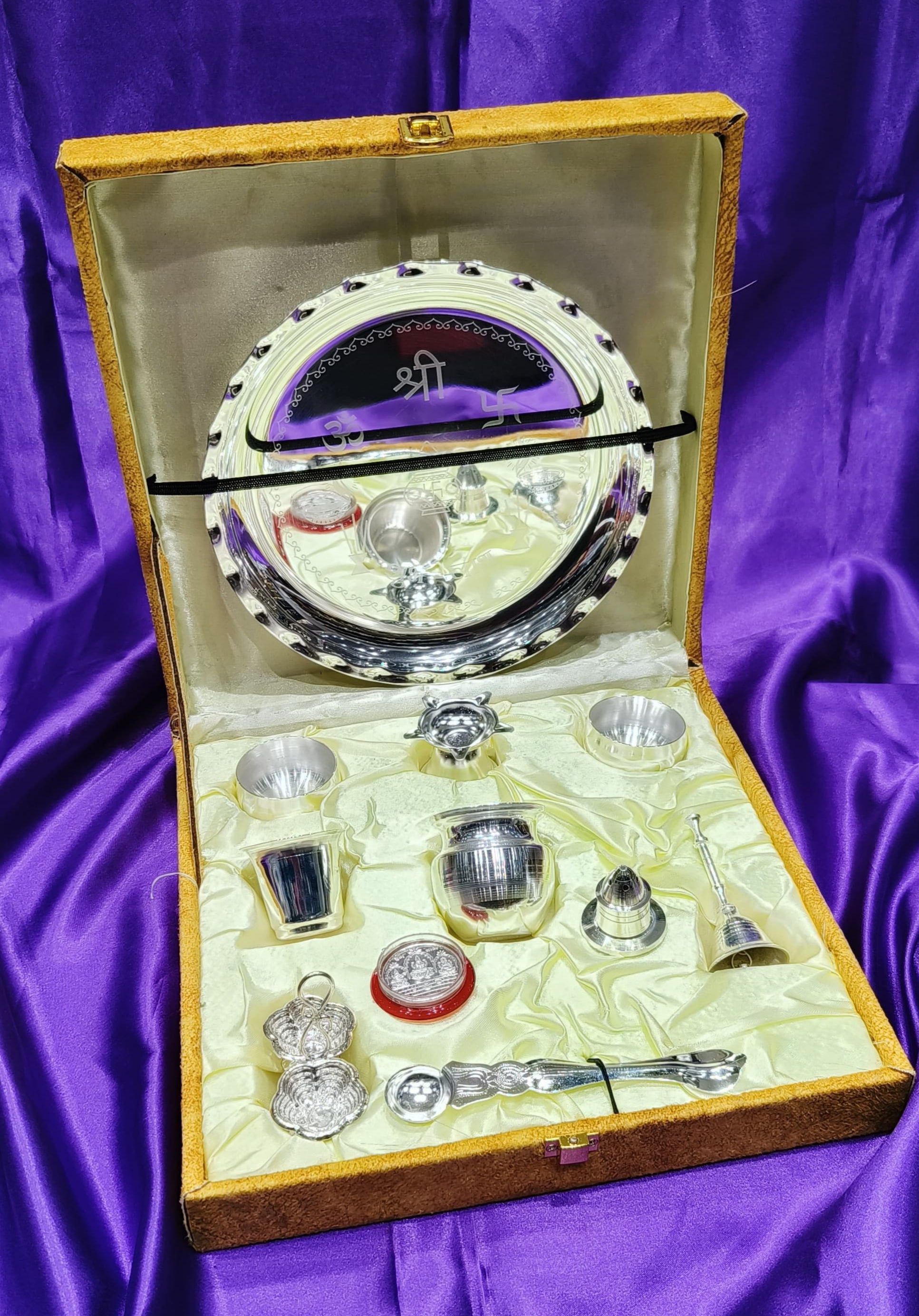 Silver Plated Diwali/Housewarming Pooja Thali Set/Gift Set Of 11 Pieces