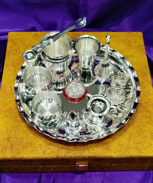 Silver plated diwali/housewarming pooja thali set/ gift set of 11 pieces