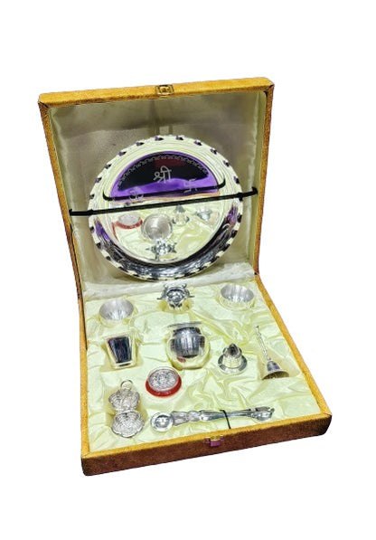 Silver plated diwali/housewarming pooja thali set/ gift set of 11 pieces